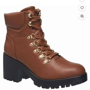 C & C California Womens Pixie Faux Leather Ankle Combat & Lace-up Boots